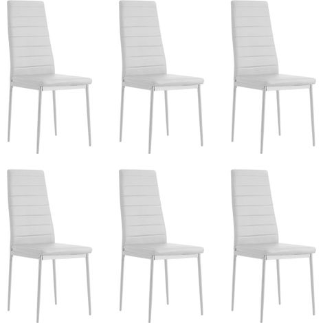 Set Sedie Imbottite Ecopelle 41x54x95 cm Cucina Soggiorno Sala Pranzo x6 Bianco