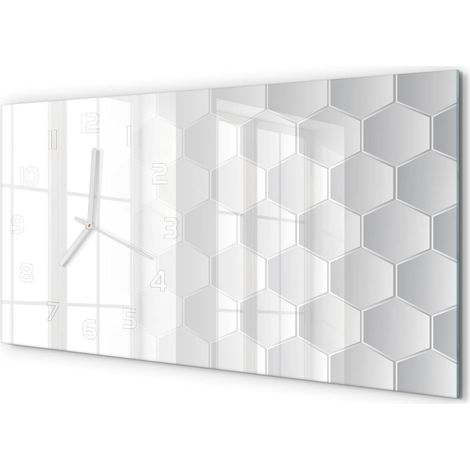 Horloge Murale XXL 60x30 cm Design Moderne en Verre Trempé Salon Salle à Manger Arrière-plan hexagonal (1/5)