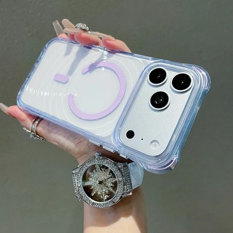 (Violet clair, iPhone 13 Pro Max) Coque magnétique Magsafe effet vague d'eau, coque de protection transparente à coussin d'air.