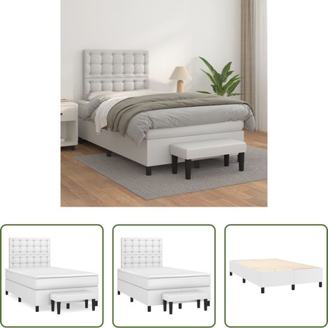 Matratze - Boxspringbett mit Matratze Weiß 120x200 cm Kunstleder (1/5)