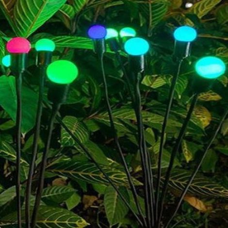 Irovami Guirlande lumineuse solaire lucioles, guirlande oscillante à effet étoile, 4 panneaux solaires carrés, lumière chaude, 4 pièces. (1/5)