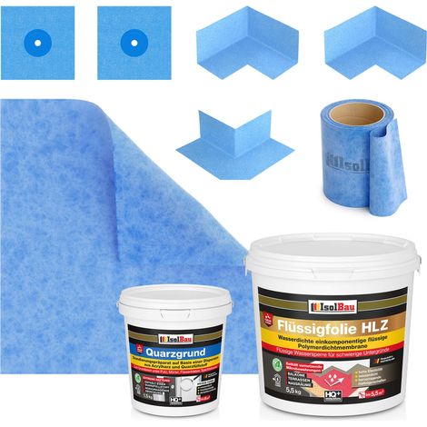 Dichtset Flüssigfolie HLZ 5,5kg Quarzgrund Dichtband Dichtbahn Balkon Dusche Bad (1/5)