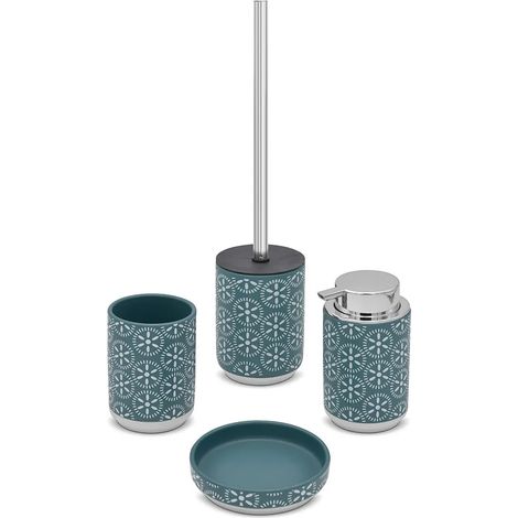 Set accessori bagno da appoggio 4 pezzi in ceramica turchese cobalto Circus (1/5)
