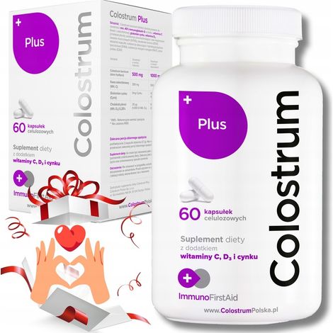 Colostrum PLUS Nahrungsergänzungsmittel Vitamin C, D + Zink Kapseln 60 Tage + Geschenk