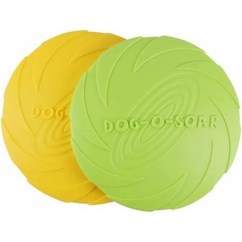 Frisbees pour Chien, Frisbee de Chien, Jouet Chien Frisbee, Disque à Lancer en Caoutchouc Résistant, Frisbi pour Chien pour Jeux Sport Exercice Activité et Jeu en Plein 2PCS (Vert+Jaune) (S) (1/5)