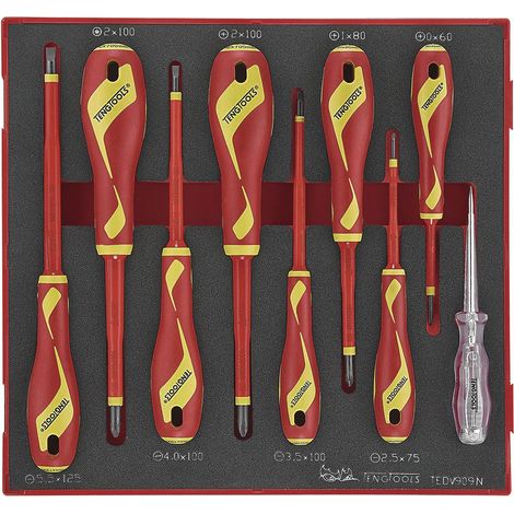 Jeu de tournevis isolées 1000V Foam2 tray PH- PZ 9 pièces Teng Tools TEDV909N-1 (1/2)