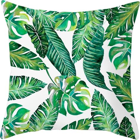 Housse D'Oreiller Plush - Imprimé Feuillage Tropical - Pour Oreiller Carré 40 X 40 Cm - Décoration Intérieure - 1 Pièce (1/3)