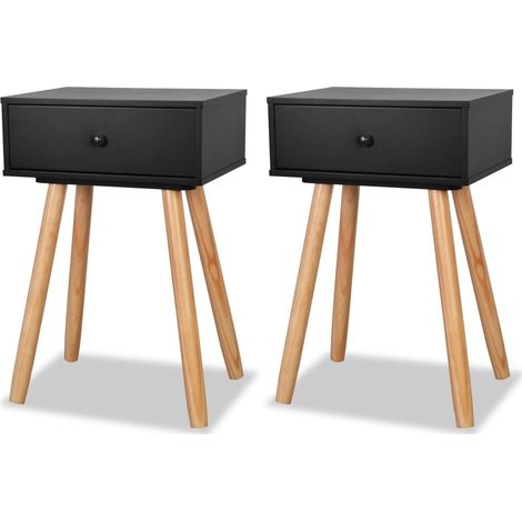 Juego de 2 mesitas de noche mesitas de noche cómoda muebles de dormitorio MDF 40 x 30 x 61 cm negro 1402025