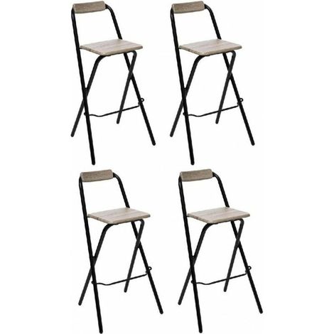Lot de 4 chaises de bar Louna - Noir et beige - L 51 x H 97 cm - Livraison gratuite (1/5)