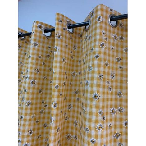 Rideau Montagne jaune à Carreaux Edelweiss - 170 x 250 cm - Jaune - Non (1/2)