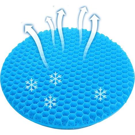 Coussin de siège en gel, rond, double épaisseur, nid d'abeille, doux et respirant, pour chaise de bureau, voiture (30 x 30 x 3 cm) (1/5)