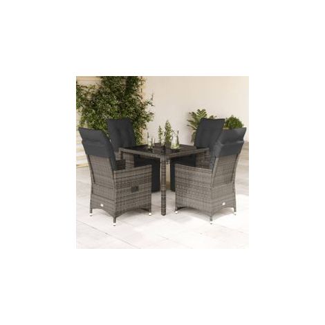 Ensemble de bistro de jardin 5 pcs coussins gris poly rotin (1/5)