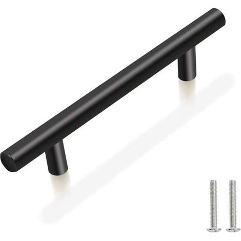 Lot de 10 poignées de meuble cuisine noir inox 128 mm (12,8 cm) (1/4)
