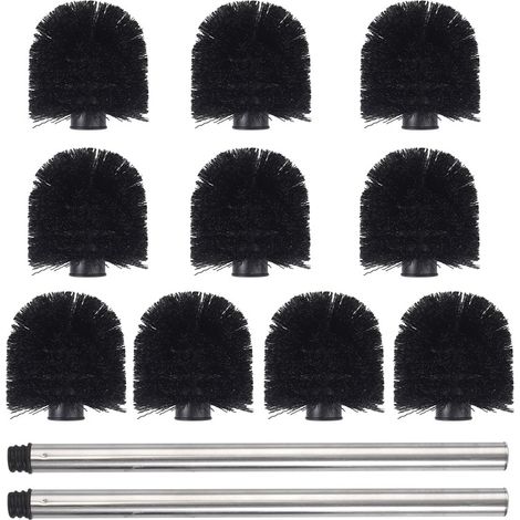 Brosse WC avec 10 têtes recharge inox noir (1/5)
