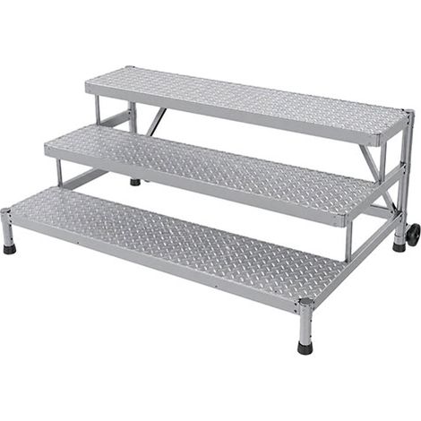 Montagetritt  aus Aluminium - 3 Stufen - Breite 2.00m - Hinterräder - MP3-200-RA (1/5)