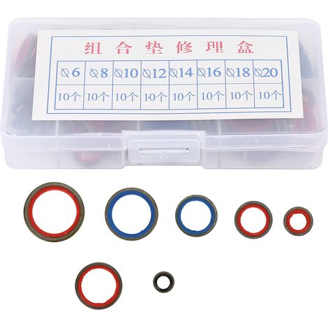 Kit de réparation 80 joints toriques φ6-φ20, ensemble de rondelles haute pression pour conduite d'huile, assortiment de garnitures de précision. (1/5)