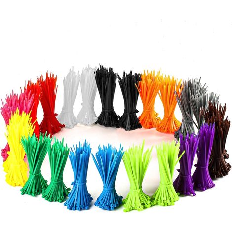 Pack of 2400 coloured self-locking nylon cable ties for home, office, garden, garage, workshop (2400) (1/5)