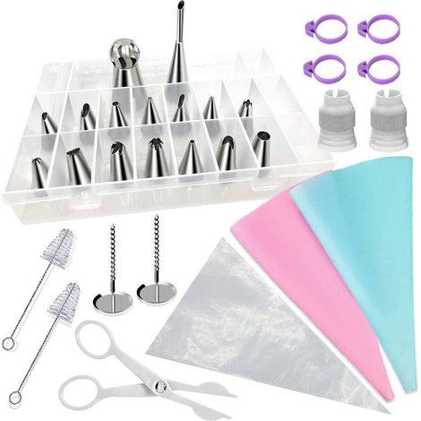 Douille Patisserie - Douille Silicone Réutilisable pour Glacage et Décoration de Gâteaux - Kit DIY Complet avec Poche à Douille - 12 Pièces (1/5)
