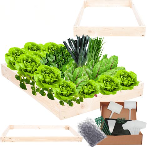 MODO24 ZP09 Carré potager surélevé en escalier modulable, bois de pin, herbes/légumes, jardin/terrasse/balcon, 9x90x100 cm, naturel