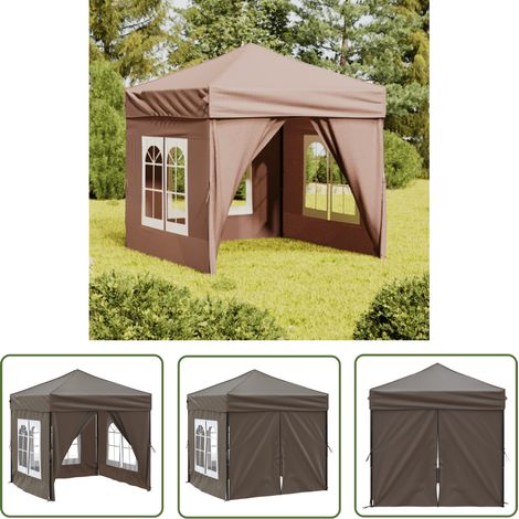 Tente de réception pliable avec parois, Tonnelle de Jardin, Pergola Pavillon Chapiteau Taupe 2x2 m FCV35400 (1/5)