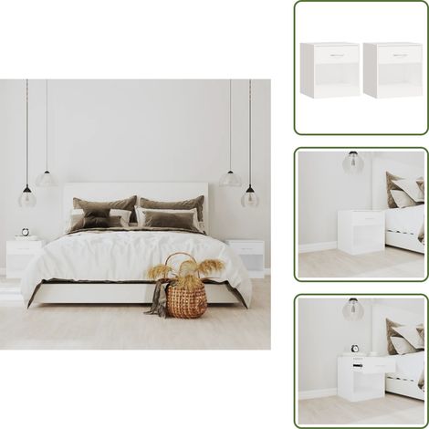 Table de chevet 2 pcs avec tiroir Blanc - Tables De Chevet - Meuble De Chambre - Table Nuit - Commode - Rangement