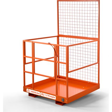 VEVOR Jaula de Seguridad para Montacargas 1225 x 1148 mm, Capacidad de 635 kg, Cesta para Operario de Acero con Orificio de Drenaje, Pasadores de Bloqueo para Carretilla Elevadora, Trabajo en Altura (1/5)