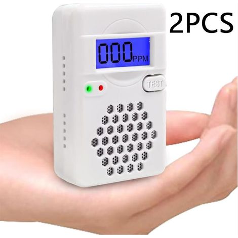 2PCS Kohlenmonoxid-Detektor mit digitalem LCD-Display, CO-Detektor mit austauschbarer Batterie, Test-Reset-Taste, Anzeige für niedrigen Batteriestand, tragbar, UL2034-konform (Batterien NICHT im Liefe (1/5)