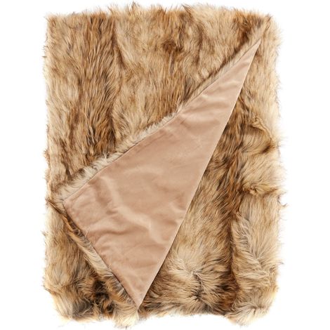 Linder 5011/28/841/150 Grizzly copriletto, copridivano, finta pelliccia, in cotone, 200 x 150 cm, Beige