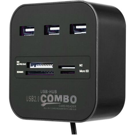 Lecteur de carte multifonction pour ordinateur usb, hub 7 en 1, caméra tout-en-un, séparateur de carte SD/TF/MS/M2 (1/3)