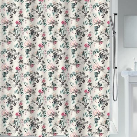 JINZO Cortina de ducha de poliéster 180x200cm Estampado de flores Spirella