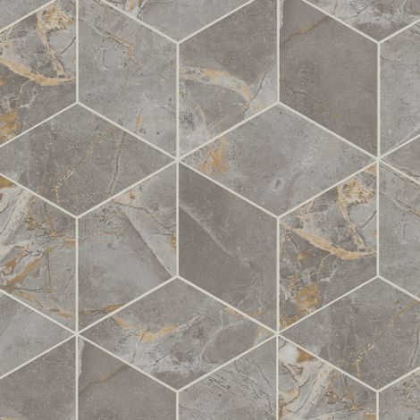 Mosaïque effet Marbre Gris Titan Hexa Cube 35x30x0,9 cm Silk Montira - Mur intérieur (vendu par carton de 0,42 m²) - RO'MA CARRELAGE
