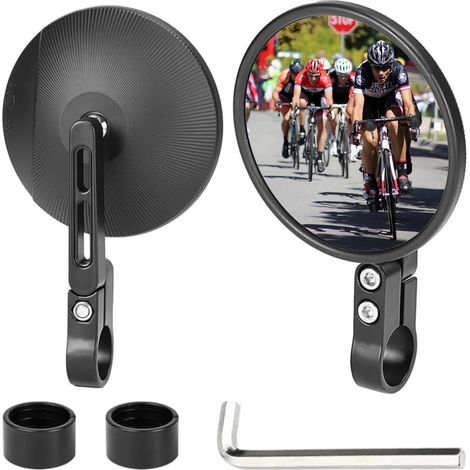 Lot de 2 rétroviseurs ronds pour moto et vélo - Pivotant à 360 ° - 22 mm et 24 mm - Rétroviseurs Supermoto compatibles avec la plupart des motos