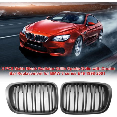 Griglia sportiva in due pezzi nera opaca con doppia barra, ricambio per BMW Serie 3 E46 Berlina Touring 1998-2001 - Crezuo