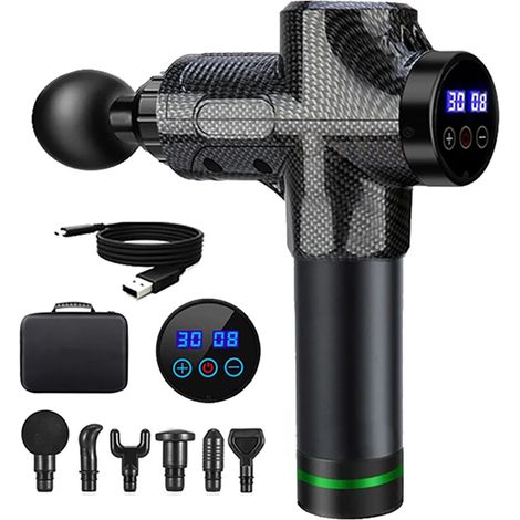 Pistolet de massage musculaire profond (Fiber) - Masseur électrique à impact avec 30 niveaux de massage musculaire profond (1/5)