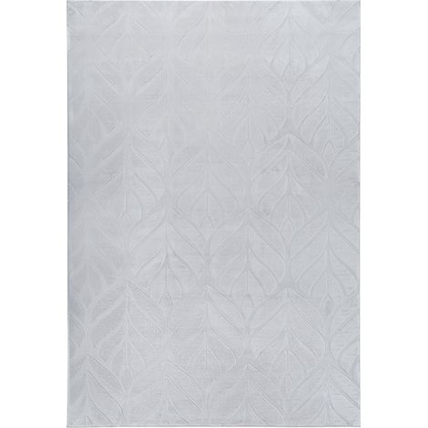 Faux Rabbit Fur Rug Light Grey Artificial Polyester Fur 160 x 230 cm Soft Shaggy High Pile Leaf Pattern MITCHELL (1/5)