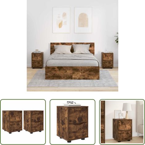 Nachttisch mit Schubladen - Nachttische 2 pcs Geräucherte Eiche 30,5 x 30 x 43 cm (1/5)