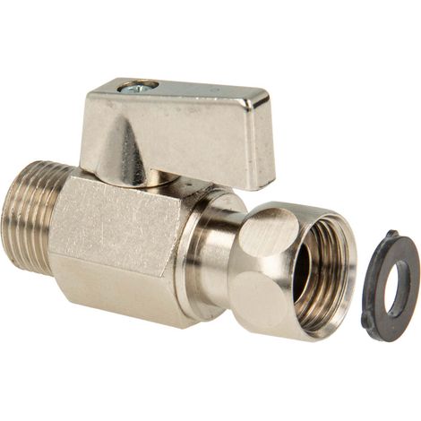 tecuro MINI Kugelhahn Überwurfmutter 3/8 Zoll x Außengewinde 3/8 Zoll, DN10, Messing verchromt