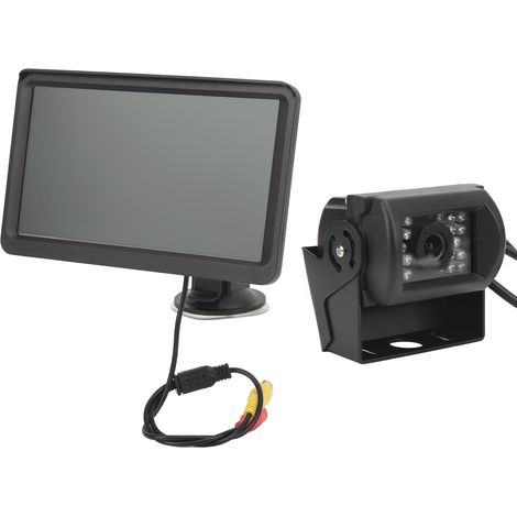 Caméra de recul 7 pouces avec moniteur, 18 LED, vision nocturne, kit d'aide au stationnement pour voitures, camions, fourgonnettes et SUV (1/5)