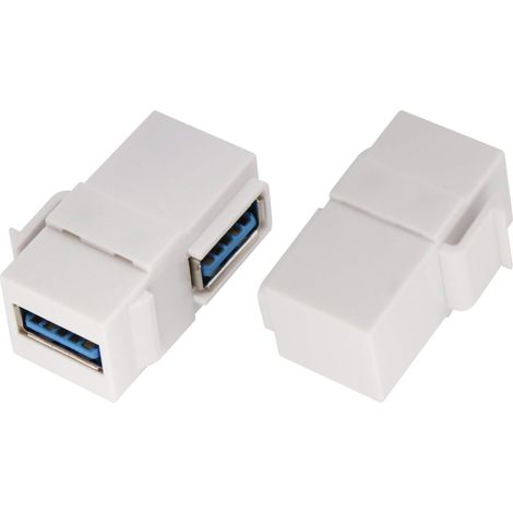 90 Degrés USB A 3.0 Keystone Coupleur Angle Droit USB 3.0 A Femelle à Femelle Keystone Adaptateur Connecteur pour Panneau de Sortie de Plaque Murale Blanc 2 Pack (1/5)