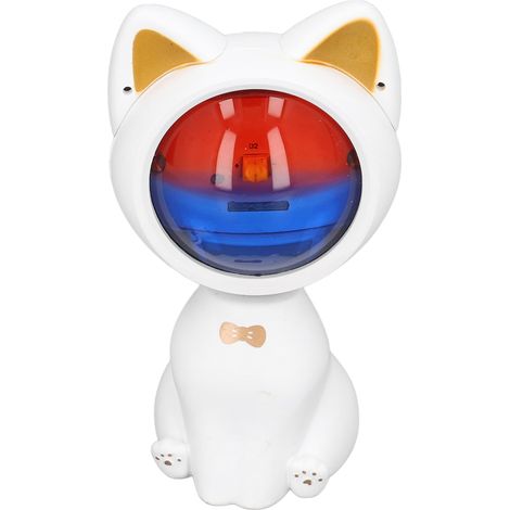 Weißes Katzen-Nachtlicht mit Dämmerungslicht, um 360° drehbare Ambiente-Nachttischlampe, wiederaufladbare Mini-USB-Schreibtischlampe (mit eingebautem Akku, Modell: weiße Katze im Morgengrauen) (1/5)