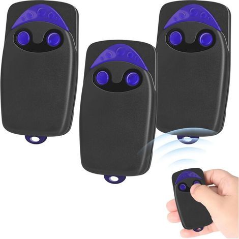 Set di 3 telecomandi per cancelli, telecomando per cancelli automatici Flo2r-s, trasmettitore a 2 canali da 433,92 MHz (include 3 batterie di ricambio) (1/5)