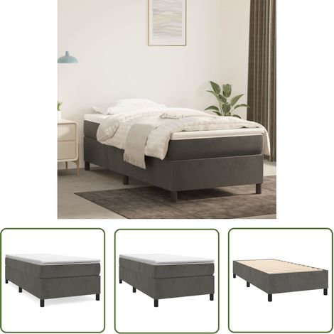 The Living Store Boxspringbett mit Matratze Dunkelgrau 80x200 cm Samt - Samtbett - Boxspringbett - Doppelbett - Bettsofa - Luxusbett (1/5)