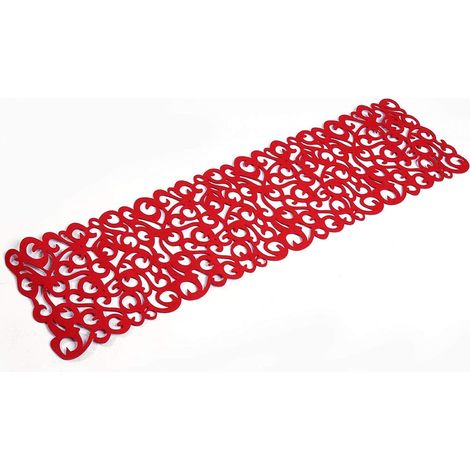 JSSEVN - Table Runner, 102 x 29 cm Rectangular Placemat, Table Runner, Table Mat, Table Runner, Hollow Felt Tablecloth (Large Red) (1/5)