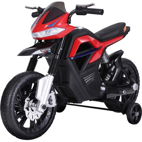 MOTO ELETTRICA BAMBINI DOPPIA SOSPENSIONE CON MUSICA E LUCI PER BAMBINI DA 3 A 8 ANNI ROSSA (1/5)