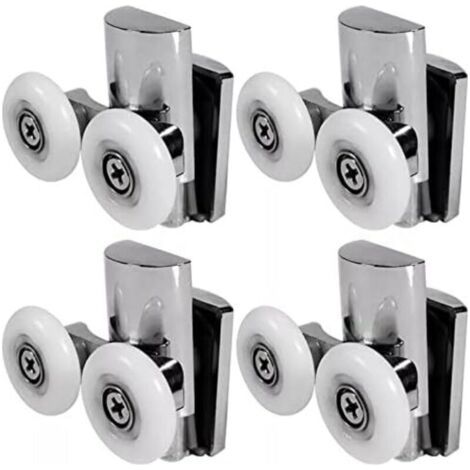 Roulettes de Porte de Douche,23 mm Roues De Porte de Douche en Haut ou en Bas,Roulette porte Coulissante Douche pour Cabine Salle de Bains Porte en Verre (1/5)