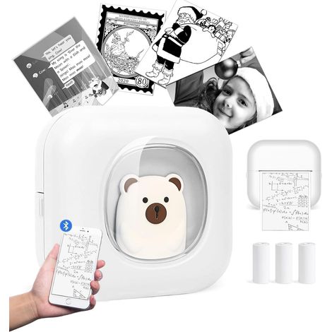 Imprimante thermique portable Bluetooth X7, imprimante mobile avec 3 rouleaux de papier thermique blanc (1/5)