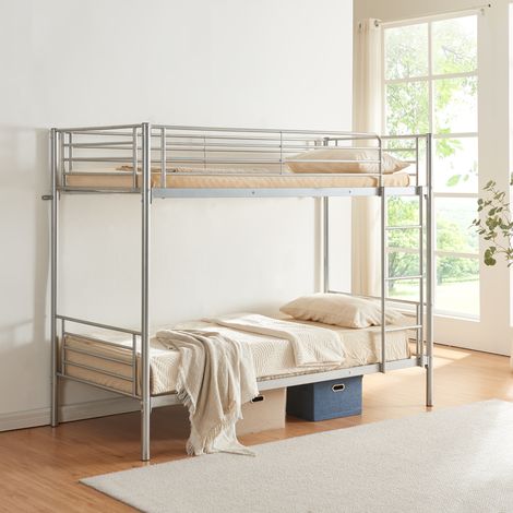 Litera Soppsar para 2 personas acero 90x200 cm - Plata [en.casa] (1/5)