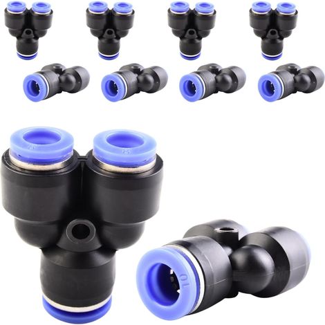 10 pièces 16 mm répartiteur en Y à 3 voies, raccord pneumatique, rapide plastique raccords Push to Connect, adaptateur de conduite d'air PY - PW10-8mm (1/5)
