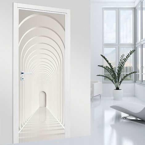 Stickers pour porte - Couloir Arqué - 63 x 205 cm - Adhésif MAT (1/2)