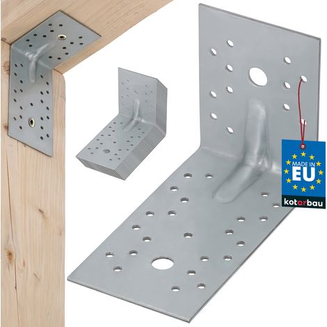 KOTARBAU® Winkelverbinder aus Stahl mit Prägung, Edelstahl, 100 x 150 x 80 mm – 12er-Set